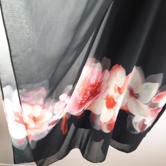 Plus Size 14 Elegant Sheer Floral  Party Tunic Midi Sheer  Dress (PP 21” ) - Picture 5 of 10